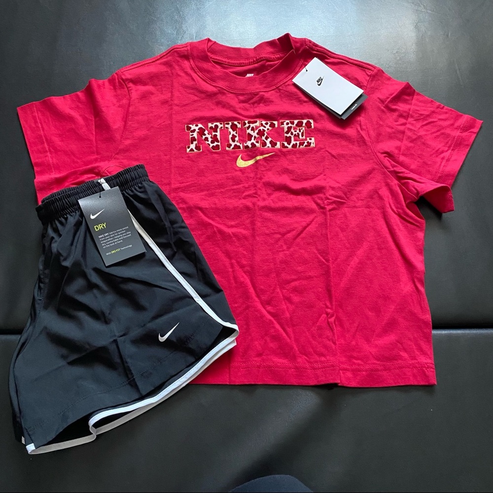 NWT Nike leopard print athletic set girls youth sizes